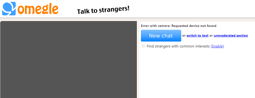 Omegle unmoderated section not working