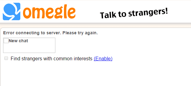omegle error not connecting to server